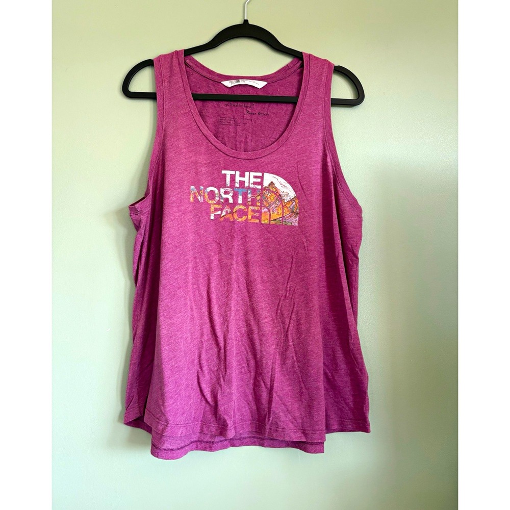 The North Face Women's Purple Graphic Logo Scoop Neck Tank Top XL Lightweight